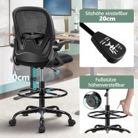 Silla de Oficina para el Hogar Giratoria 360° Taburete de Bar con Resalones Plegable, 300 Libras - details 2