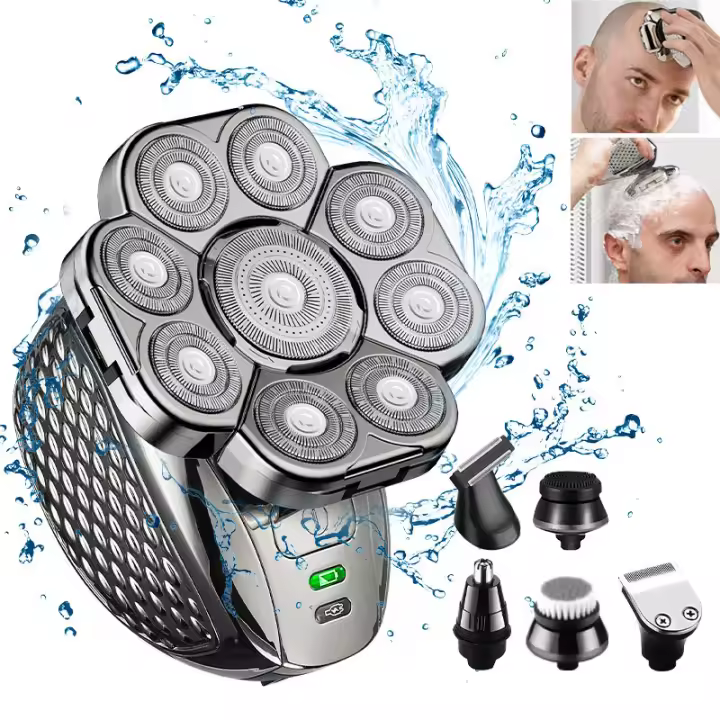 Afeitadora Eléctrica para Hombres y Mujeres 9 Cuchillas Flotantes, 6 en 1, Cortadora de Pelo de Oreja y Nariz, Cepillo Facial, Maquinilla de Afeitar Recargable - 1