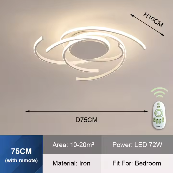 Lámpara de Techo Moderna TOMAXIN 75CM con 3 Cambios de Color y Dimitable para Sala de Comedor Dormitorio Iluminación del Hogar Material de Cuerpo de Aluminio Tipo de Vela LED Control Remoto - 1