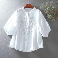 Camisa bordada informal delgada suelta de verano para mujer - details 1