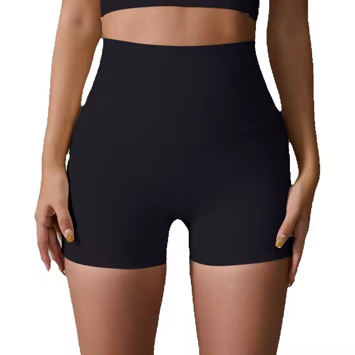 Pantalones cortos deportivos de tres cuartos con espalda cruzada, cintura alta, elevación de cadera, color melocotón, secado rápido, pantalones cortos de yoga fitness para mujer - 1