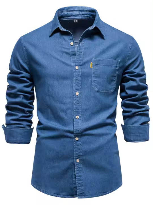 Camisa vaquera de algodón puro para hombre, ropa informal de manga larga, otoño, 2023 - 1