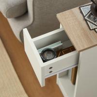 Auxiliares para Salón Mesilla de Noche Estrecha para Dormitorio con 1 Cajón y 1 Compartimento Abierto Blanco y Madera 20 x 35 x 60 cm FBT111-WNx2 ES - details 5