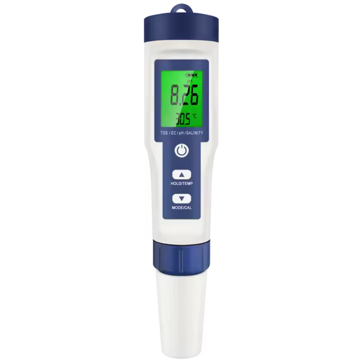 Medidor Digital 5 en 1 de PH, TDS, EC, probador de temperatura de salinidad, conductividad, filtro de agua, pluma de pureza con retroiluminación, 50% de descuento - 1