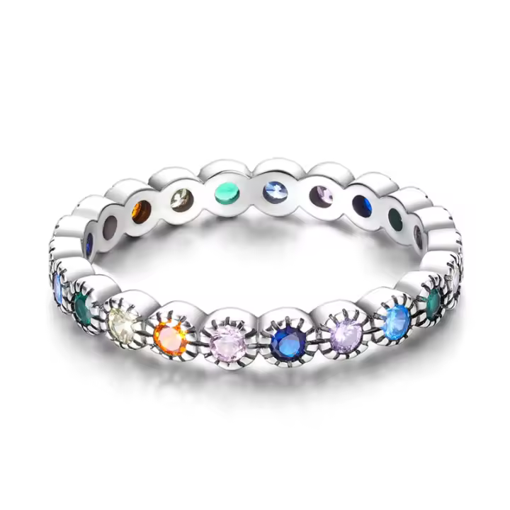 Anillos de Plata de Ley 925 para Mujer, sortija de cerccled colorida with shape de Luna y Estrella, joyería fina para Boda, Compromiso, juegos - 1