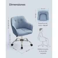 Silla de estudio, giratoria, altura ajustable, carga de 110 kg, marco de acero, tela de algodón-lino transpirable, para estudio, dormitorio, marrón OBG019K01 - details 45