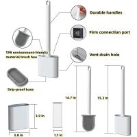 Escobilla de inodoro de silicona para baño, con soporte montado en la pared, con mango largo antideslizante, secado, cepillos profesionales de limpieza profunda para baño (negro) - details 1