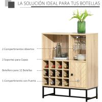 Armario de Cocina con 1 Puerta 2 Estantes Abiertos Soporte de 6 Copas de Vino 76x35x97 cm - details 3