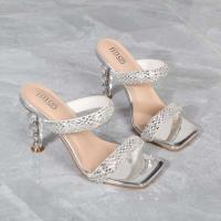Y Sandalias Tacones altos de cristal Hilo Diamante Moda al aire libre Tamaño único Zapatos de mujer - details 7