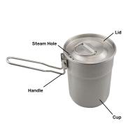Taza de café de acero inoxidable para exteriores con tapa ventilada, taza plegable para acampar, olla de cocina ligera para acampar, hacer senderismo y - details 2