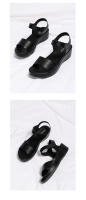 Sandalias de cuña de playa con relieve, nuevas sandalias de verano de tacón alto, modernas, cómodas y casuales, zapatos romanos de una sola tira. - details 4