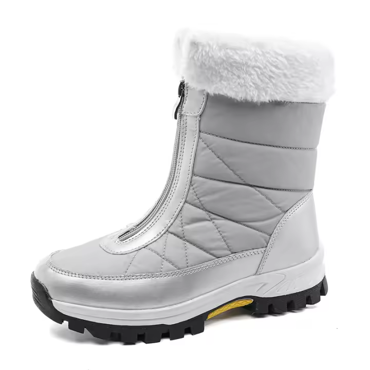 Botas largas de algodón para mujer, nueva moda informal, tela de paraguas apilada, calidez y espesor en moda de invierno, tela, - 1