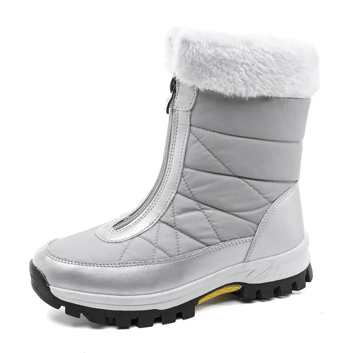 Botas largas de algodón para mujer, nueva moda informal, tela de paraguas apilada, calidez y espesor en moda de invierno, tela, - 1