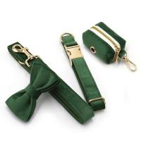 terciopelo verde pavo real grabado, conjunto correa de arnés perros personalizado, Collar ustable sin escape para mascotas con - details 3