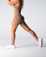 Nylon de poliéster catiónico de estilo europeo y americanoABPantalones cortos de Yoga sin costuras de flor oscura con elevación de cadera grande de hilo de alta elasticidad pantalones de Fitness - details 6