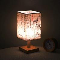 Lámparas de mesa de decoración LED, enchufe regulable de estilo chino Simple, luz nocturna, pantalla de tela, luces cuadradas de escritorio para dormitorio y mesita de noche - details 24