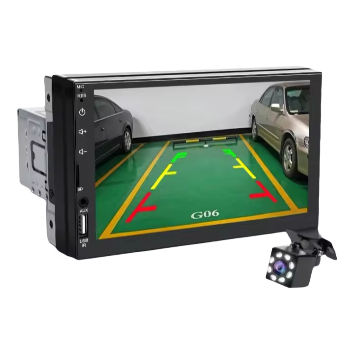 Hippcron 7" Radio De Coche 1 Din MP5 Jugador Multimédia Universal Con Cable CarPlay Android Auto Pantalla Táctil Mirror Link - 1