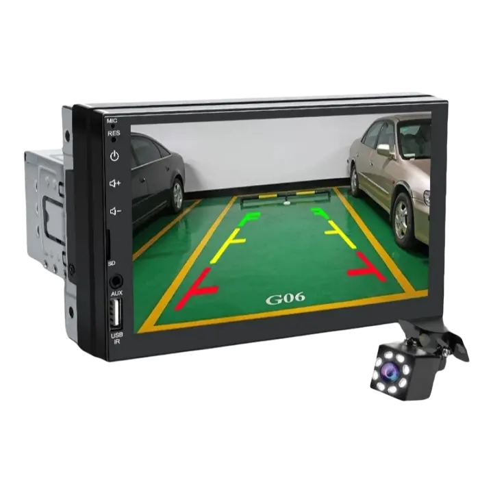 Hippcron 7" Radio De Coche 1 Din MP5 Jugador Multimédia Universal Con Cable CarPlay Android Auto Pantalla Táctil Mirror Link - 1