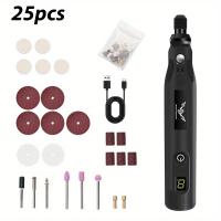 Kit de Herramientas Eléctricas Negras de 25 piezas / 39 piezas - Bolígrafo Tallador Recargable, Velocidad Ajustable, Adecuado para Grabar, Lijar, Pulir, Taladrar, Gravar, etc. - Portátil y Compacto, Herramientas de Potencia Multifuncionales, Adecuadas - details 4