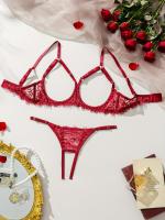 Conjunto de lencería erótica de encaje floral, sujetador de busto abierto y tanga de entrepierna abierta, ropa sexy para mujer - details 29