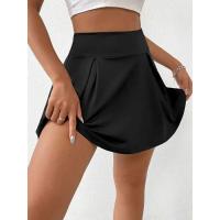 Vestidos de verano para mujer, estilo informal de vacaciones, cintura alta, plisado, pantalón de protección incorporado, falda deportiva minimalista de Color sólido - details 1