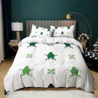 Juego de Ropa de Cama con Diseño de Ranas y Toad de Dibujos Animados a Lápiz Verde Tamaño King Queen Polyester Ideal para Niños y Adultos - details 4