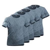 Pack 5 Camisetas de hombre deporte de verano manga corta rápido seco alto elástico ligero transpirable fitness running baloncesto camiseta - details 2