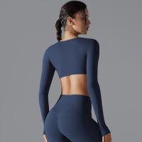 Nuevos deportes de manga larga Fiess para mujer, cuello en V profundo, ajustado, transpirable, estilo Ins, ropa de Yoga al aire libre, Tops cortos - details 21