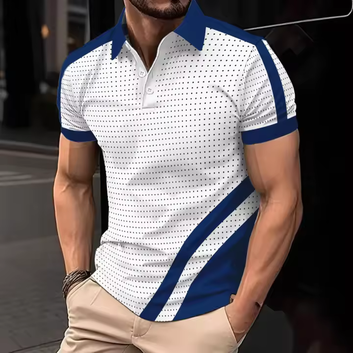 Polo de verano camisa de polo deportiva de moda para hombre con botones - 1