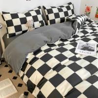 Juego de funda nórdica a cuadros en blanco y negro, juego de cama completo con rejilla geométrica - details 1