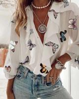 Tops cortos de verano y otoño, camisas, canalé y botones para mujer, camisa informal de manga larga con cuello en V para adultos - details 12