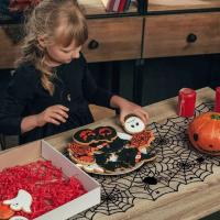 Decoración de camino, camino de mesa de tela de araña negra para mesa de cocina, decoración interior de Halloween, 1 pieza. - details 3