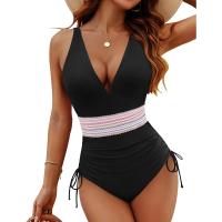 Bañador Sexy de una pieza con escote en V profundo para mujer, traje de baño para mujer, ropa de playa, bloque con cordón, 2025 - details 2