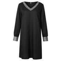 vestido con cuello en v para mujer vestidos casuales de manga larga - details 5