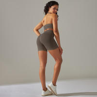 Hamidou-Conjunto de Yoga para mujer, pantalones cortos con sujetador, ropa de entrenamiento para correr, ropa de gimnasio, pantalones cortos de cintura alta, Leggings de Fitness, trajes deportivos - details 29