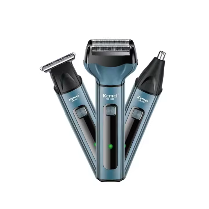 Kemei-cortadora de pelo eléctrica 3 en 1 para hombre, máquina de afeitar inalámbrica, recargable, para Barba - 1