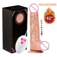 Consolador realista telescópico vibratorio para mujer, masturbación femenina con ventosa, pene con Control remoto y calefacción - details 7
