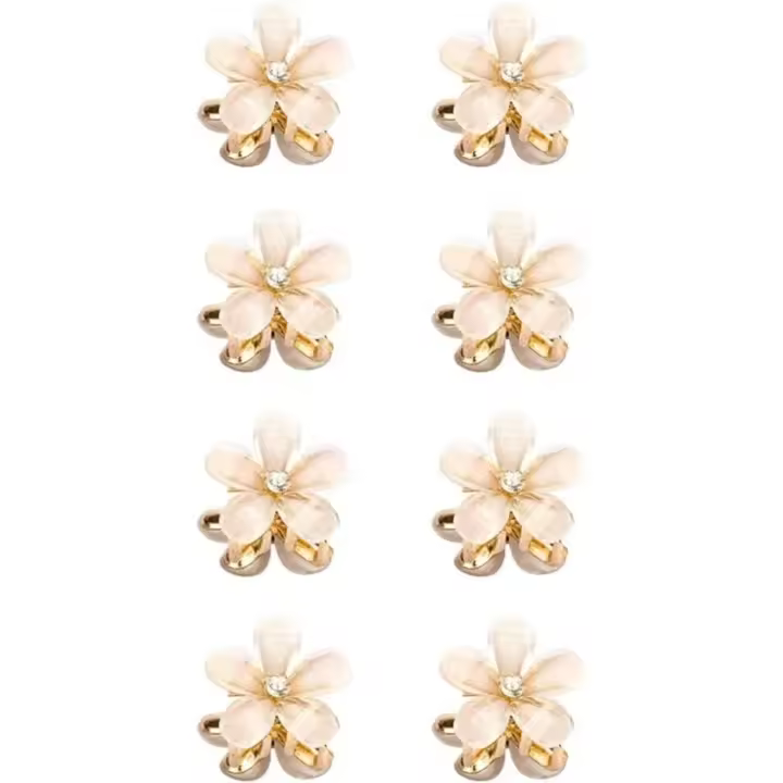 Paquete de 8 pinzas para el cabello pequeñas, pinzas para el cabello de metal con pasador pequeño, mini pinzas para el cabello para mujeres y niñas, diseño floral - 1