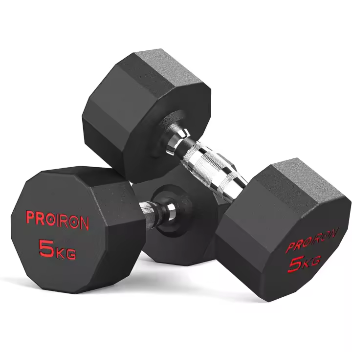 Mancuernas Hexagonales de 3 kg a 24 kg - Pesas de Acero recubiertas de Goma para musculación, Levantamiento de Pesas, Entrenamiento (Vendo par o Solo) - 1