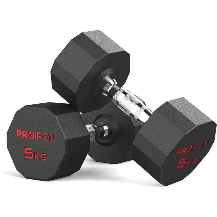 Mancuernas Hexagonales de 3 kg a 24 kg - Pesas de Acero recubiertas de Goma para musculación, Levantamiento de Pesas, Entrenamiento (Vendo par o Solo) - 1