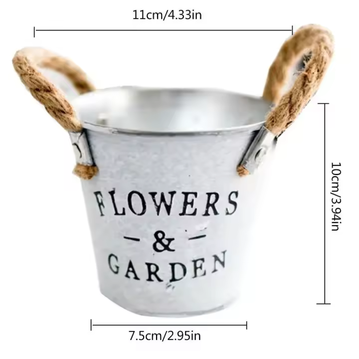 Cubo de flores decorativas con letras creativas de hierro Retro, hierba de Metal resistente a la corrosión para plantas artificiales - 1