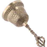 Campana de mano de 1 pieza, campana antigua de latón alto para decoración del hogar y servicio de hotel - details 1