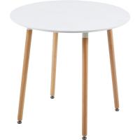 Mesa de Comedor, Estilo escandinavo Ronda Mesa y Patas de Madera de Haya, 80*72 cm, Color Blanco - details 18