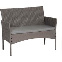 Muebles de jardín de Resina Trenzada Negra - 4 Asientos: 1 sofá, 2 sillones, 1 Mesa de Centro - Cojines Beige con - details 15