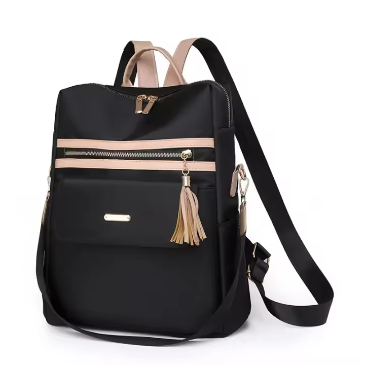 Mochila De Trabajo ligera para mujer, morral de viaje informal, resistente al agua, color negro y rosa - 1