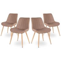 Pack de 4 Sillas de Comedor ENA Latte Estilo Nórdico y Vintage, Asiento Acolchado, Respaldo Ergonómico y Diseño Elegante, Color Beige Oscuro - details 0