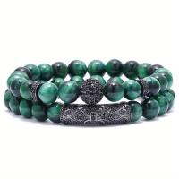 Pulsera de Ónix y Ojo de Tigre para Hombres, Pulsera Elástica de Cuentas Naturales, Joyería Masculina Elegante y Protectora, Pulsera Espiritual, Accesorios Hombre Moda - details 2