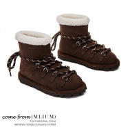 Botas de nieve de cuero nuevas botas cortas con correa térmica de terciopelo - details 3