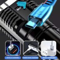Linterna LED de alta potencia para acampar Linterna de mano portátil recargable con 4 luces laterales COB 4 modos de iluminación - details 3
