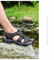 Sandalias De Verano Para Hombre, Zapatos Informales De Cuero Para Hombre, Sandalias Transpirables Para Exteriores Para Hombre, Zapatos De Playa, Zapatillas, Zapatos Romanos De Moda - details 17
